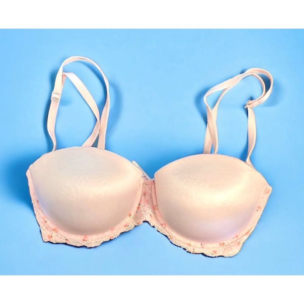 Victoria's Secret Pink Multi-Way Push-Up Pink Floral Lace Bra Size 36D